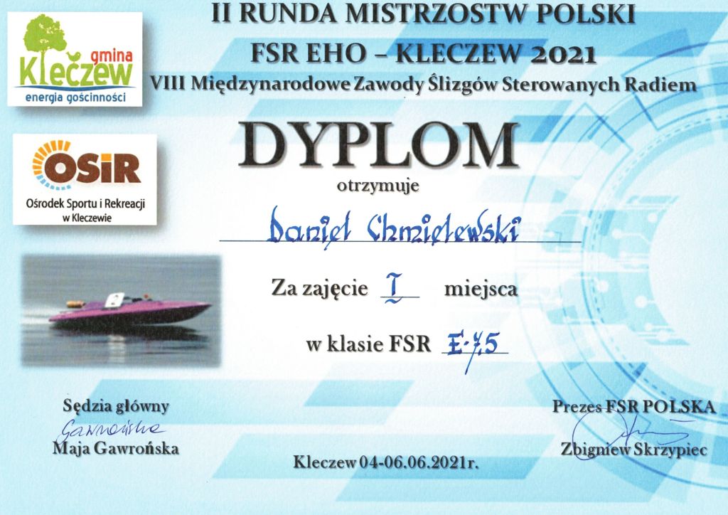 dyplom w klasie e-7,5